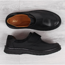 Scarpe da uomo in pelle con velcro nere Łukbut 1163 nero 1