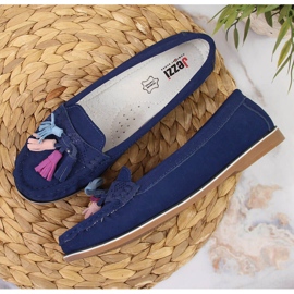 Mocassini da donna in pelle con frange, blu navy Jezzi 1