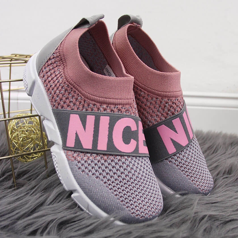 Scarpe sportive da bambina slip-on McKeylor rosa grigio 2
