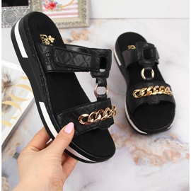 Ciabatte nere da donna Rieker V5929-00 nere con catena nero 1