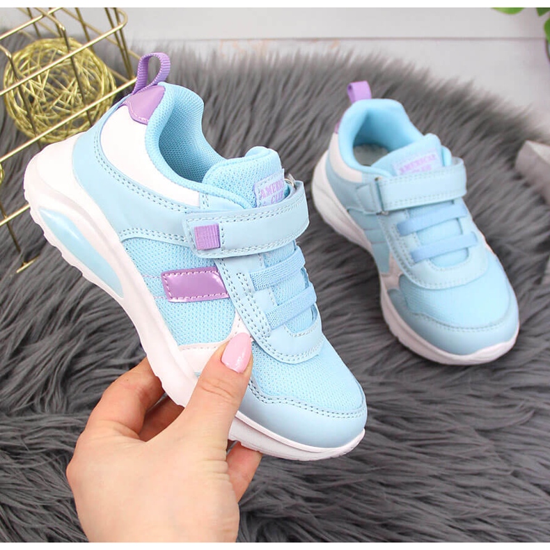 Scarpe sportive da bambina con velcro blu American Club 1