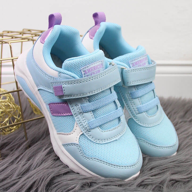 Scarpe sportive da bambina con velcro blu American Club 2