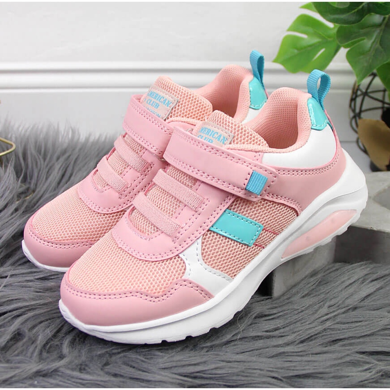 Scarpe sportive da bambina rosa American Club con velcro 2