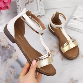 Sandali bianchi da donna di Potocki bianco d'oro 1