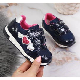 Scarpe sportive da bambina blu navy American Club rosa 1