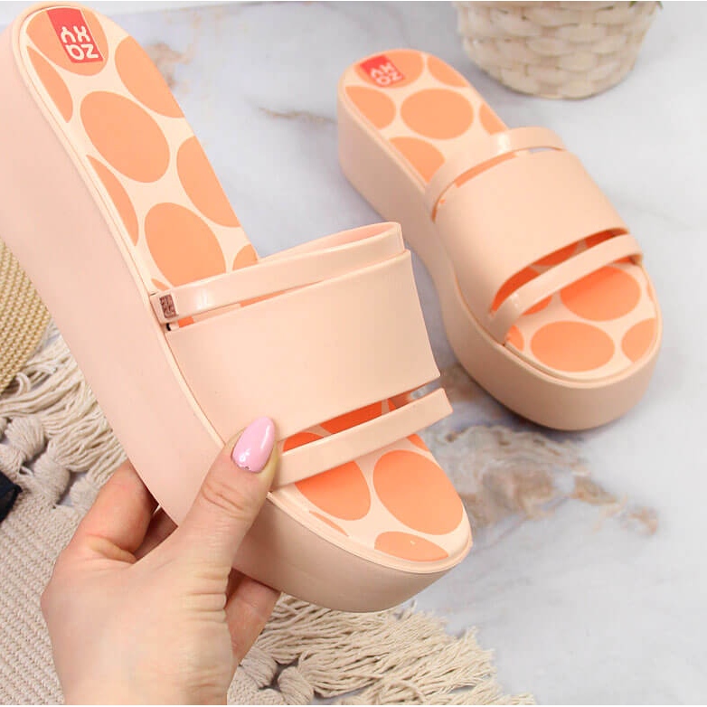 Ciabatte da donna in gomma sulla piattaforma Zaxy nude HH285194 multicolore 1