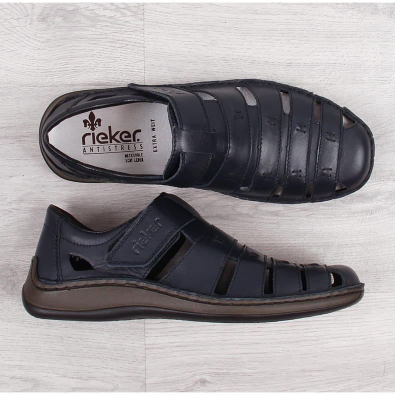 Scarpe estive da uomo in velcro Rieker 05279-14 nero 1