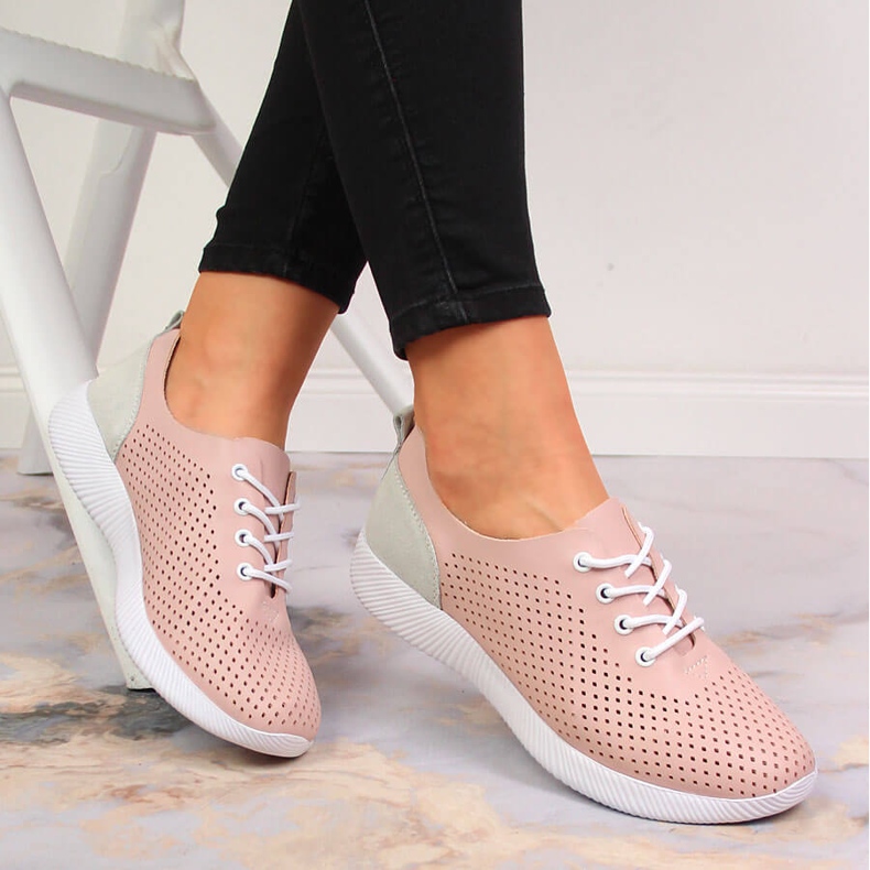 Scarpe da donna in pelle rosa traforata Artiker 1