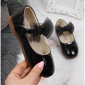 Ballerine da bambina con velcro e fiocco, nere Vinceza nero 1