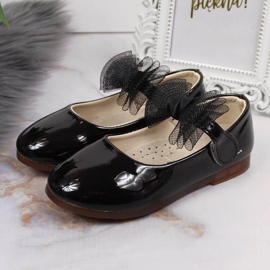 Ballerine da bambina con velcro e fiocco, nere Vinceza nero 2