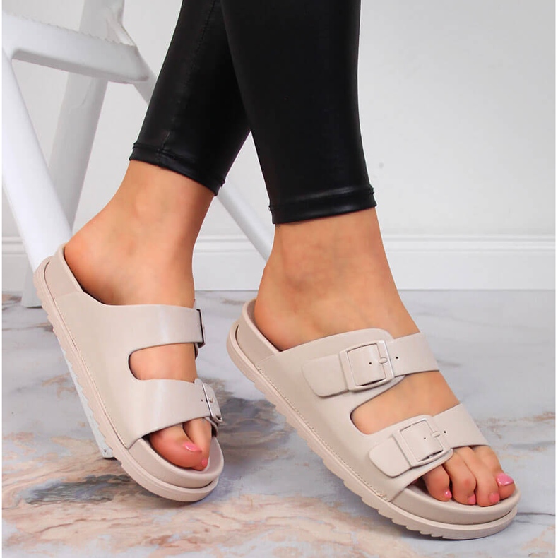 S.Barski Ciabatte da donna in gomma con fibbie beige S. Barski 1