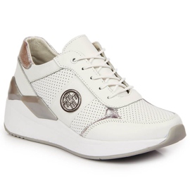 Sneakers da donna in pelle su zeppa bianca Filippo 2