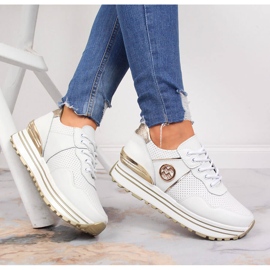 Sneakers da donna in pelle sulla piattaforma Filippo bianca bianco 1
