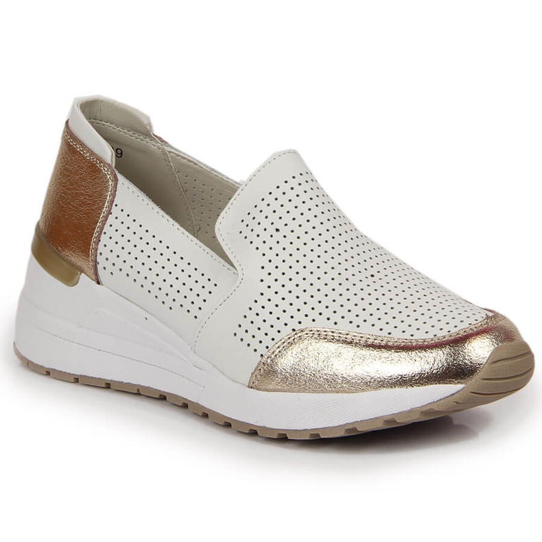Scarpe con zeppa in pelle, Filippo bianco 1