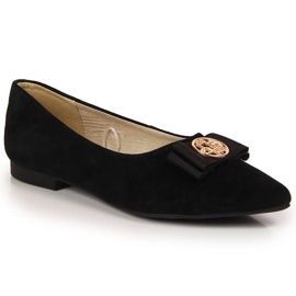 Ballerine da donna in pelle con Filippo nero a punta 2