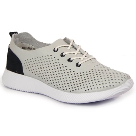Scarpa da donna in pelle traforata Artiker grigia grigio 2