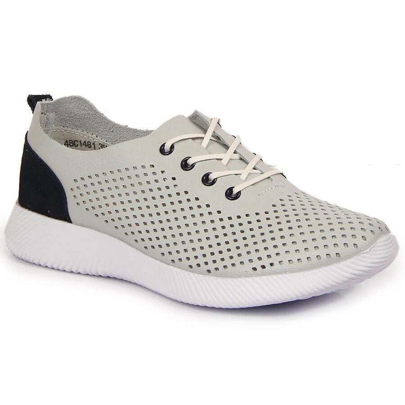 Scarpa da donna in pelle traforata Artiker grigia grigio 2