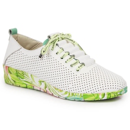 Scarpe da donna traforate in pelle bianca con zeppa Artiker 1