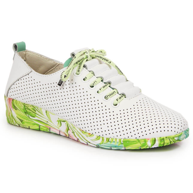 Scarpe da donna traforate in pelle bianca con zeppa Artiker 1