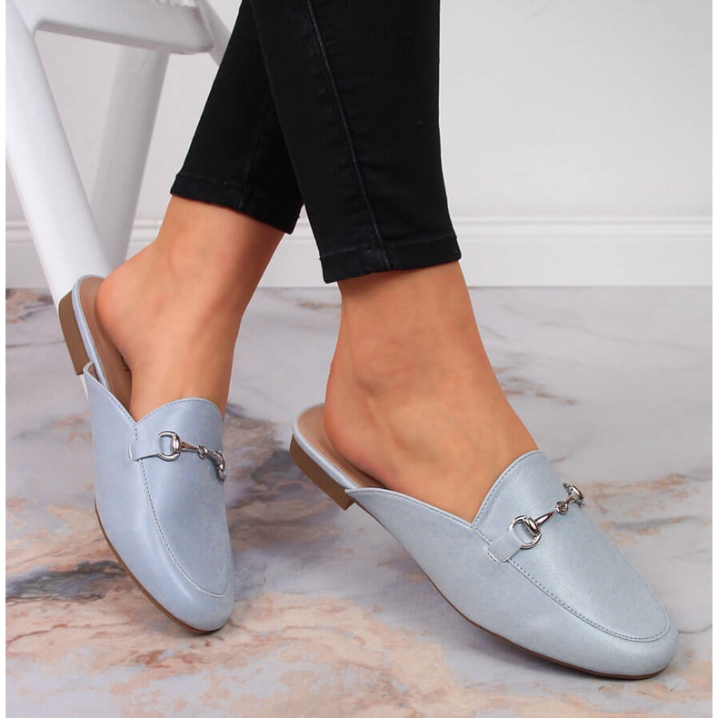 Ciabatte da donna con ornamento Vinceza blu 1
