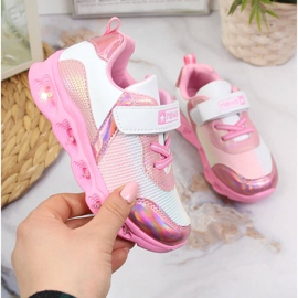 Scarpe sportive da bambina suole luminose rosa NEWS bianco 1