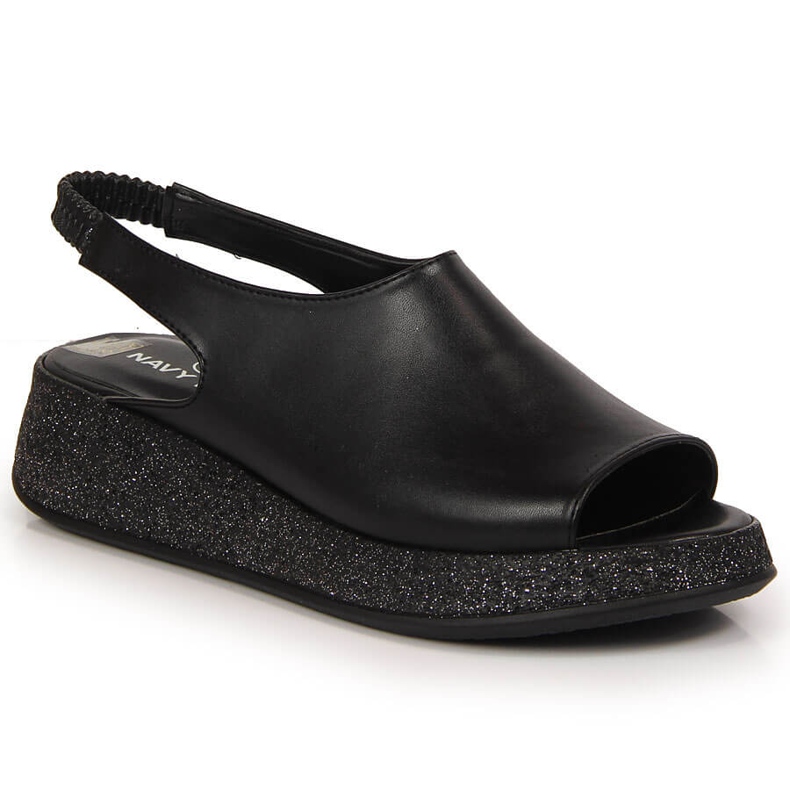 Sandali neri da donna sulla piattaforma Navy Dot nero 2