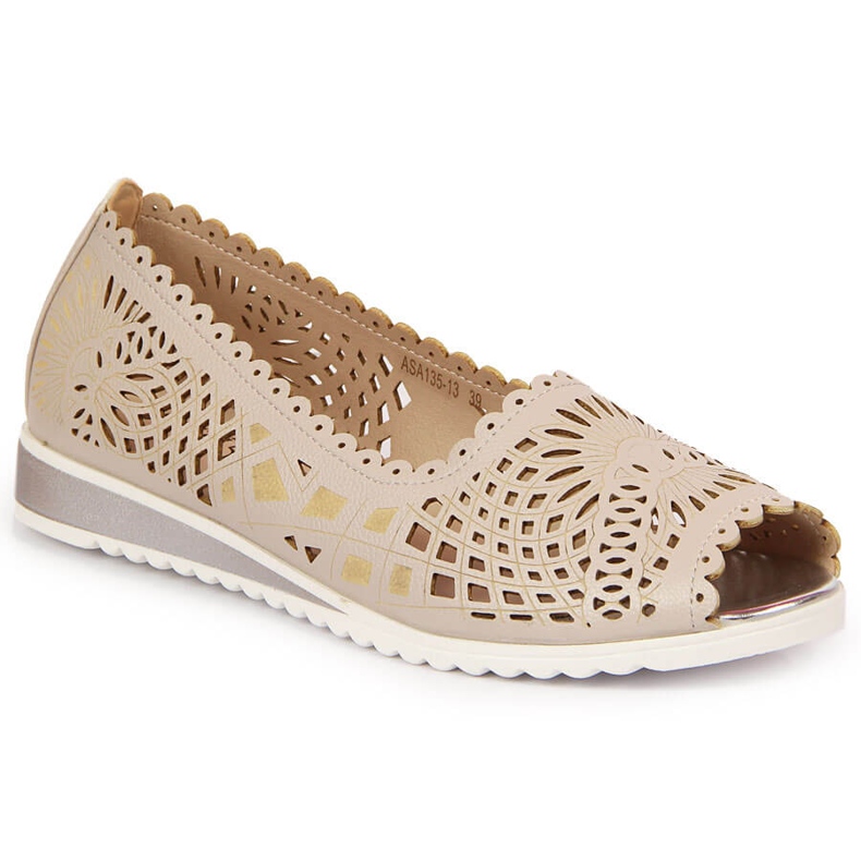 Scarpe Jezzi da donna traforate, open toe, beige 2