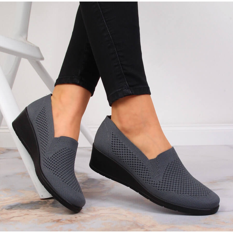 Scarpe slip-on da donna in tessuto Sabatina grigie grigio 1