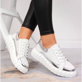S.Barski Scarpe da donna in pelle su plateau S. Barski bianco argento 1