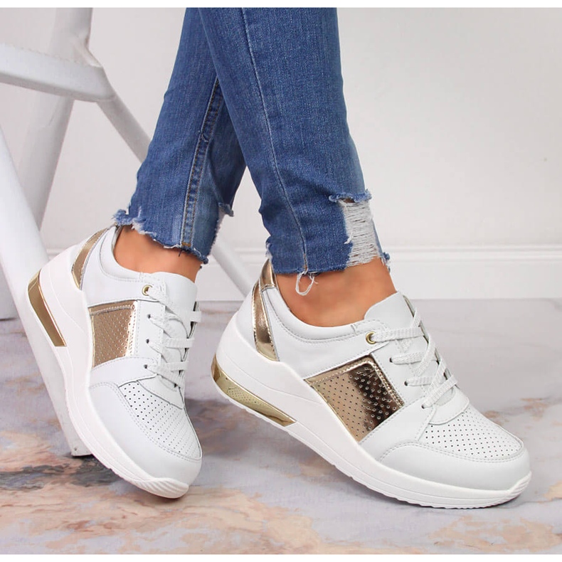 S.Barski Scarpe da donna in pelle con zeppe, bianco S. Barski bianca 1