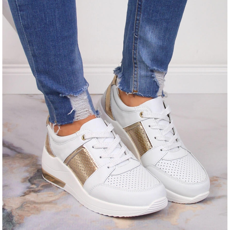 S.Barski Scarpe da donna in pelle con zeppe, bianco S. Barski 2