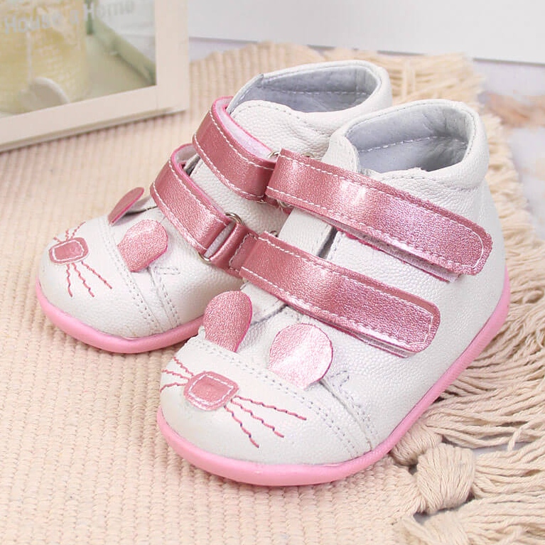 Scarpe bianche con velcro per ragazze Kornecki 6774 bianca rosa 2
