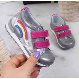 Scarpe da bambina con velcro argento Kornecki 6775 1