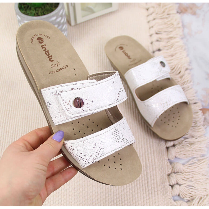 Ciabatte da donna Inblu Velcro bianche bianco 1