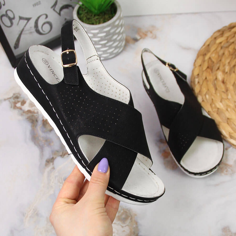 Comodi sandali da donna, neri Vinceza nero 1