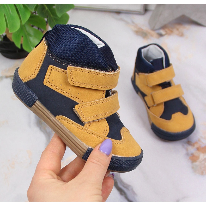 Scarpe da ragazzo con velcro cammello Kornecki 6785 marrone nero 1