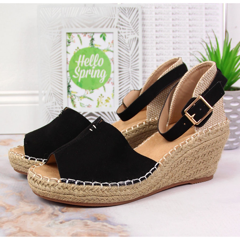 Sandali da donna espadrillas su zeppe nere eVento nero 2