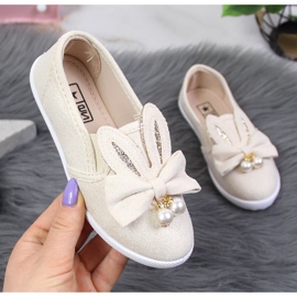 Sneakers da bambina beige con orecchie NEWS 1