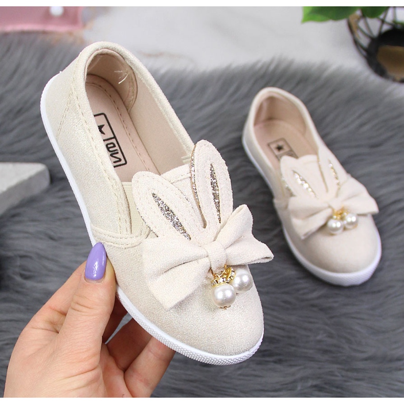 Sneakers da bambina beige con orecchie NEWS 1
