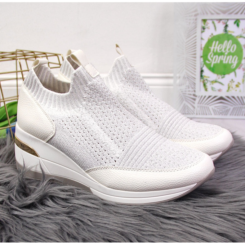 Sneakers bianche con zeppa da donna Artiker bianco 2