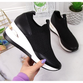 Sneakers da donna nere con zeppa Artiker nero 1