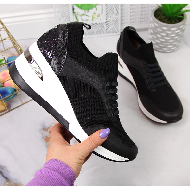 Scarpe da donna nere con zeppa, slip on Artiker nere nero 1