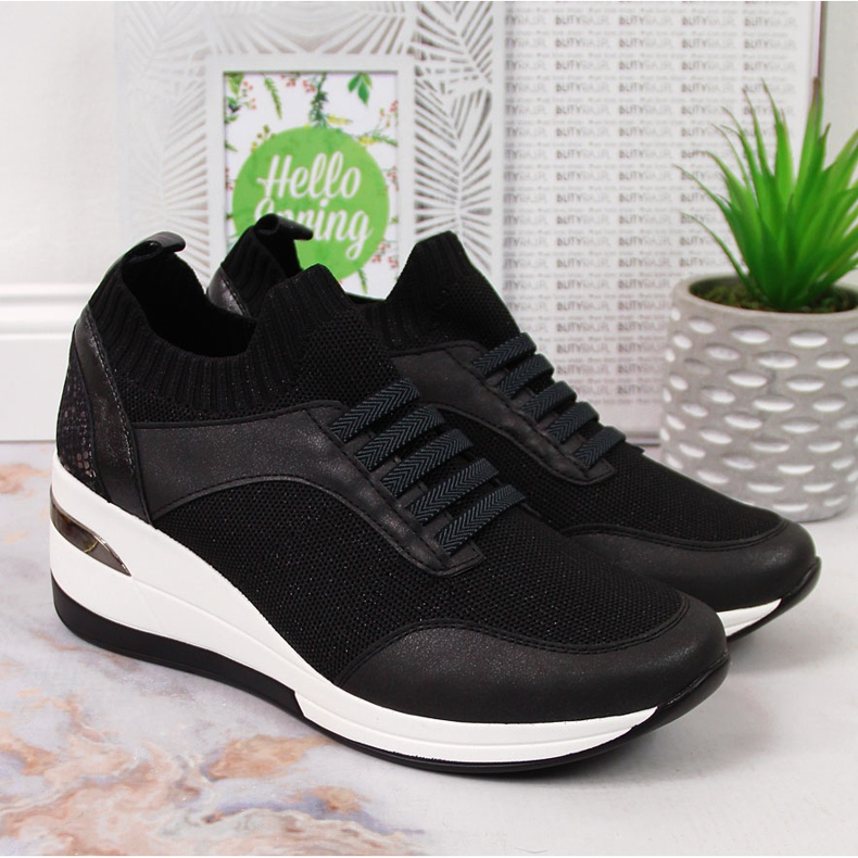 Scarpe da donna nere con zeppa, slip on Artiker nere nero 2