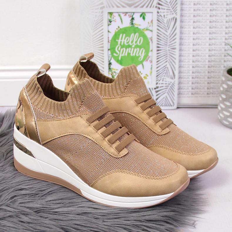 Francesina da donna con zeppa, slip on, Artiker beige 2