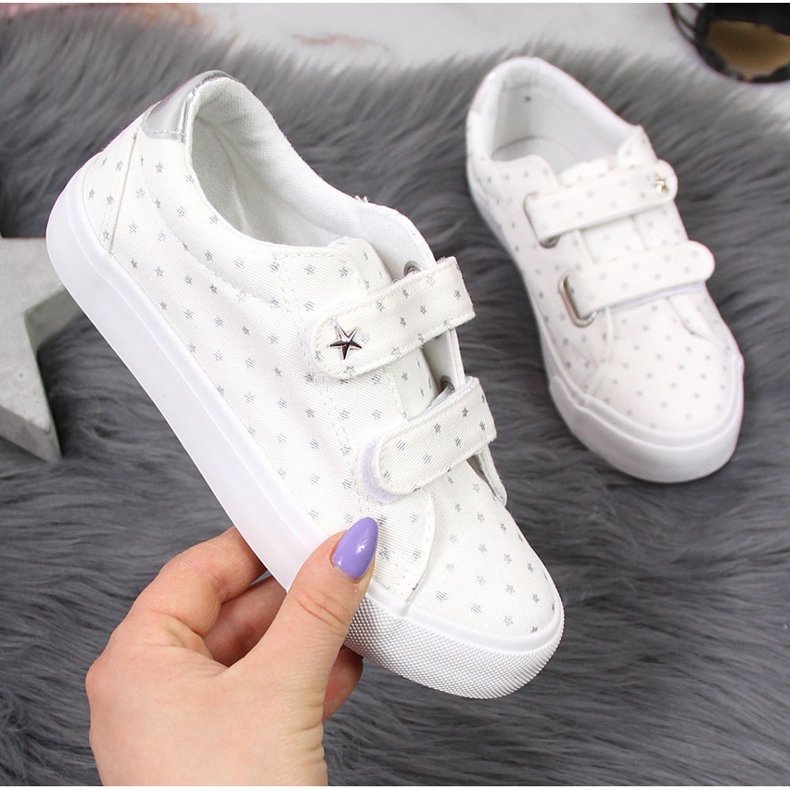 Sneakers da bambina con velcro stelle bianche Atletico bianca 1