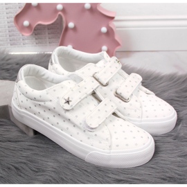 Sneakers da bambina con velcro stelle bianche Atletico bianca 2