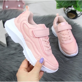 Scarpe sportive da bambina rosa American Club con velcro 1