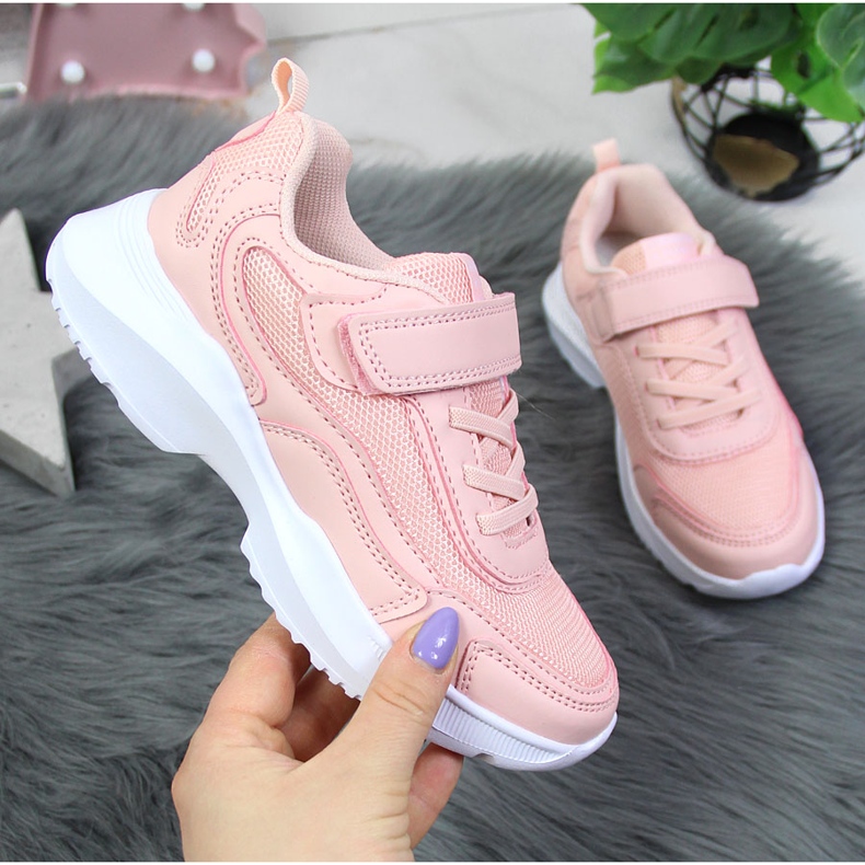 Scarpe sportive da bambina rosa American Club con velcro 1