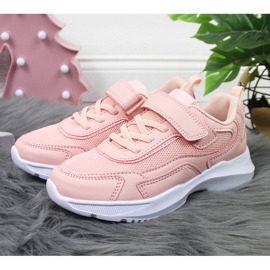 Scarpe sportive da bambina rosa American Club con velcro 2