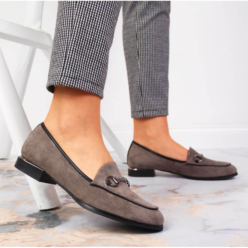 Mocassini scarpe basse da donna con decoro Jezzi grigio 2